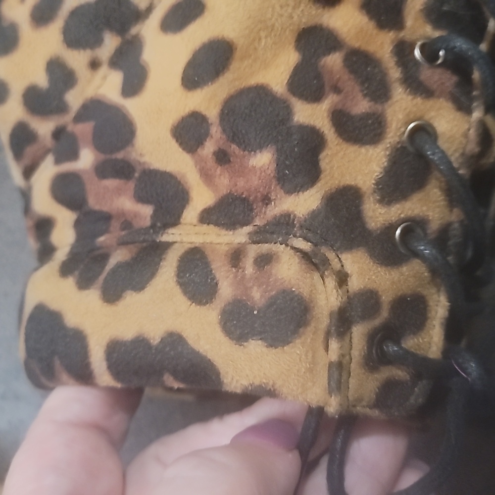 Yoki elan-02 leopard print suede chunky platform lace up combat ankle boots 8 - Picture 6 of 10